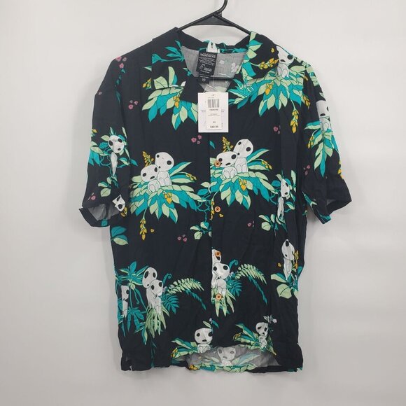 Studio Ghibli Princess Mononoke Allover Print Woven Button Up Men Size XS NWT - Picture 1 of 12